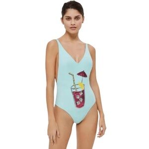 Topshop Aqua One Piece with Sequin Cocktail Design